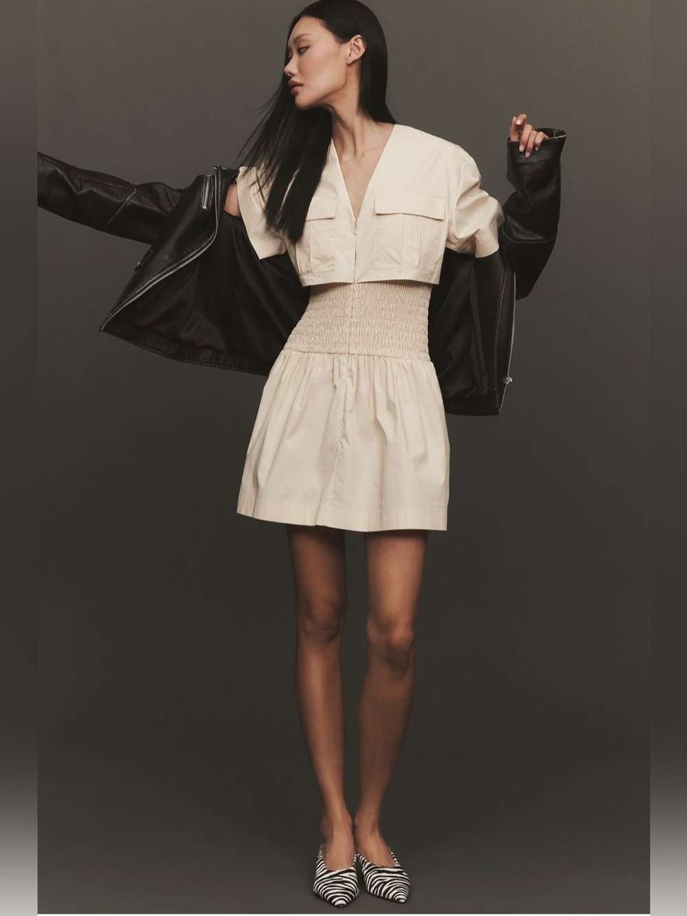 Mare Mare Utility Short-Sleeve Mini Shirt Dress